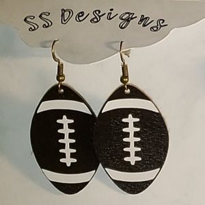 Leather Football Earrings